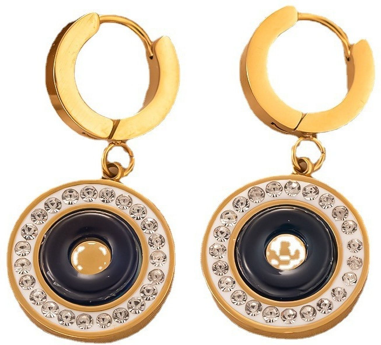 MYKI Gold Plated Round Evil Eye Crystal Earrings | Anti Tarnish Finish (MKERCH1048G-SSYI)