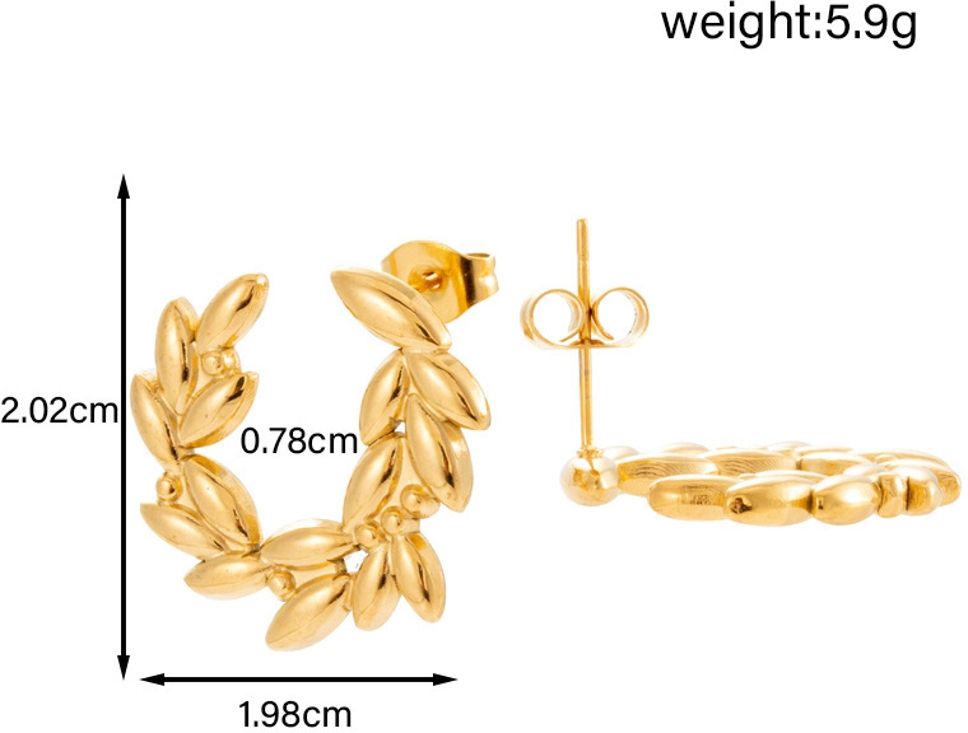 MYKI Leaf Wreath Stud Earrings | Anti Tarnish Finish (MKERCH1052-SSYI)