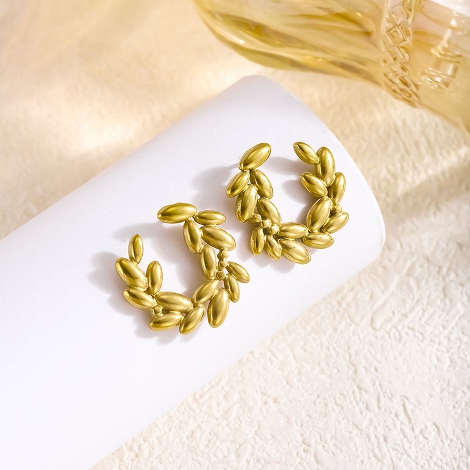 MYKI Leaf Wreath Stud Earrings | Anti Tarnish Finish (MKERCH1052-SSYI)