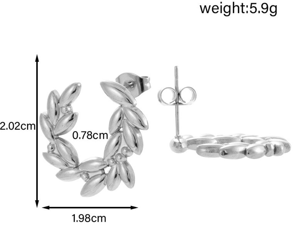 MYKI Leaf Wreath Stud Earrings | Anti Tarnish Finish (MKERCH1052-SSYI)