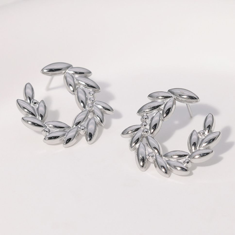 MYKI Leaf Wreath Stud Earrings | Anti Tarnish Finish (MKERCH1052-SSYI)