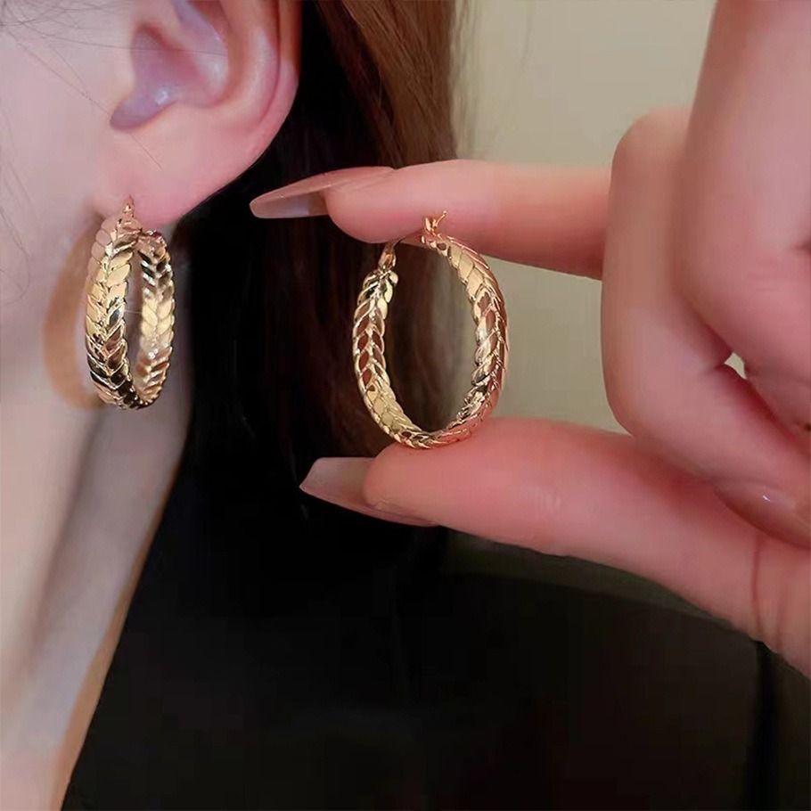 MYKI Gold Plated Braided Hoop Earrings | Anti Tarnish Finish (MKERCH1056G-SSYI)