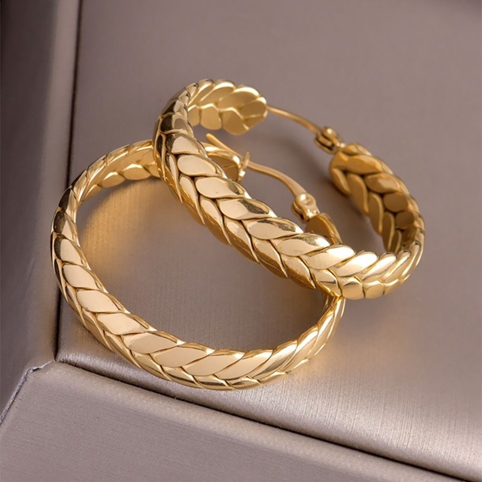 MYKI Gold Plated Braided Hoop Earrings | Anti Tarnish Finish (MKERCH1056G-SSYI)