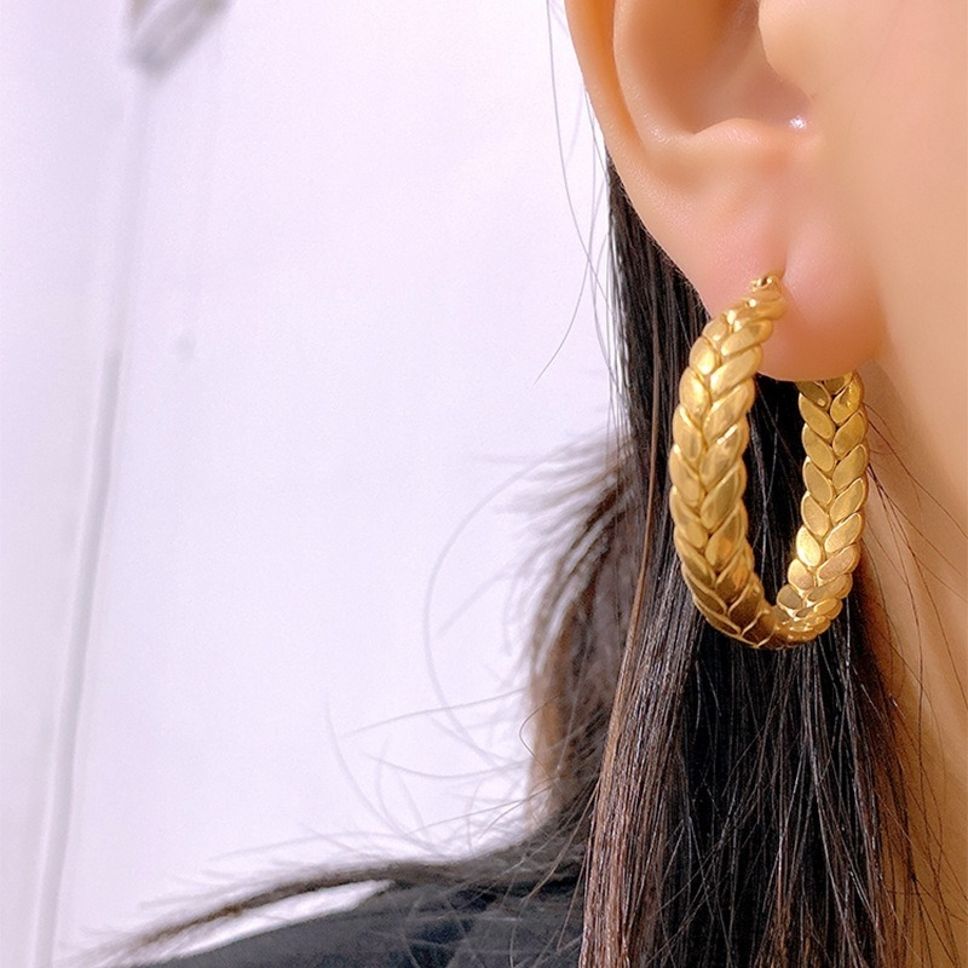 MYKI Gold Plated Braided Hoop Earrings | Anti Tarnish Finish (MKERCH1056G-SSYI)