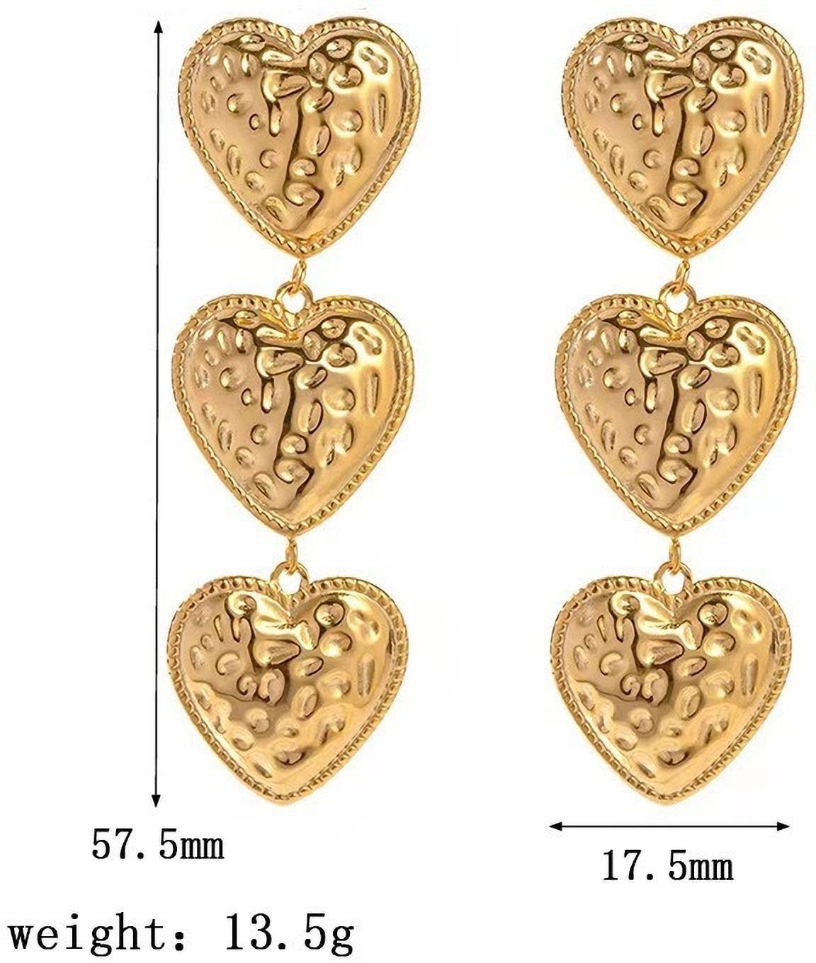 MYKI Triple Heart Drop Earrings | Anti Tarnish Finish (MKERCH1057-SSYI)