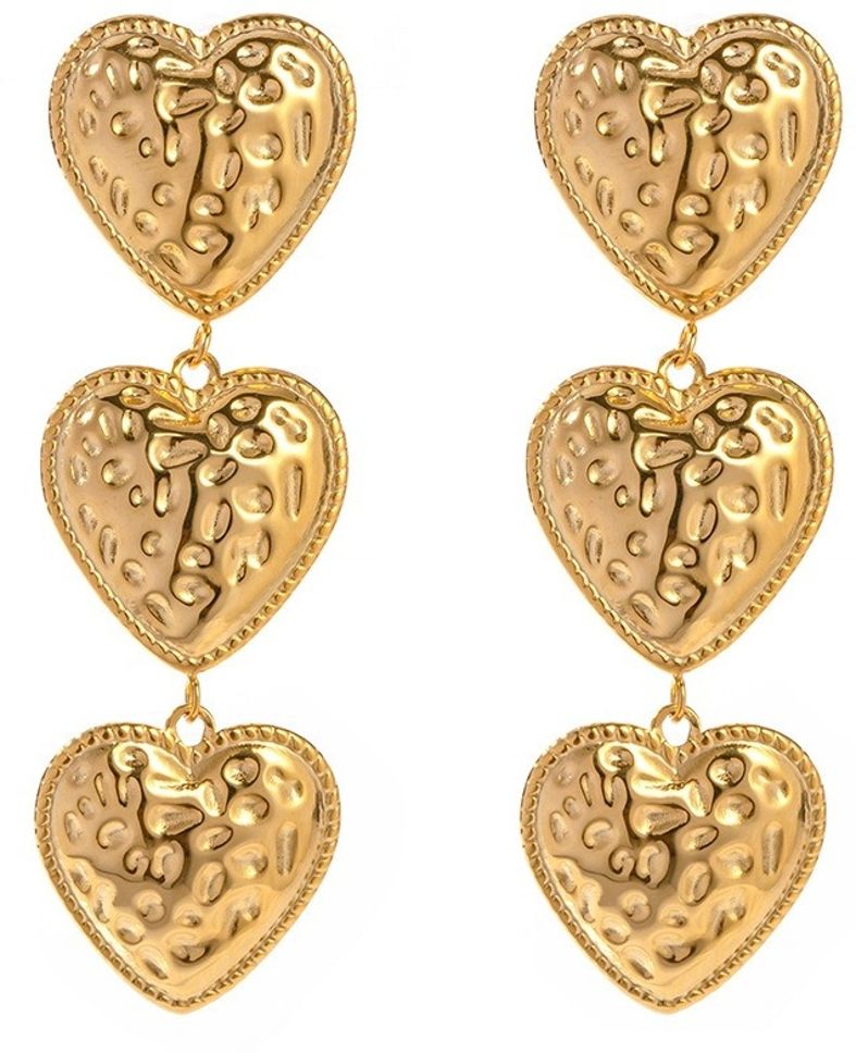 MYKI Triple Heart Drop Earrings | Anti Tarnish Finish (MKERCH1057-SSYI)
