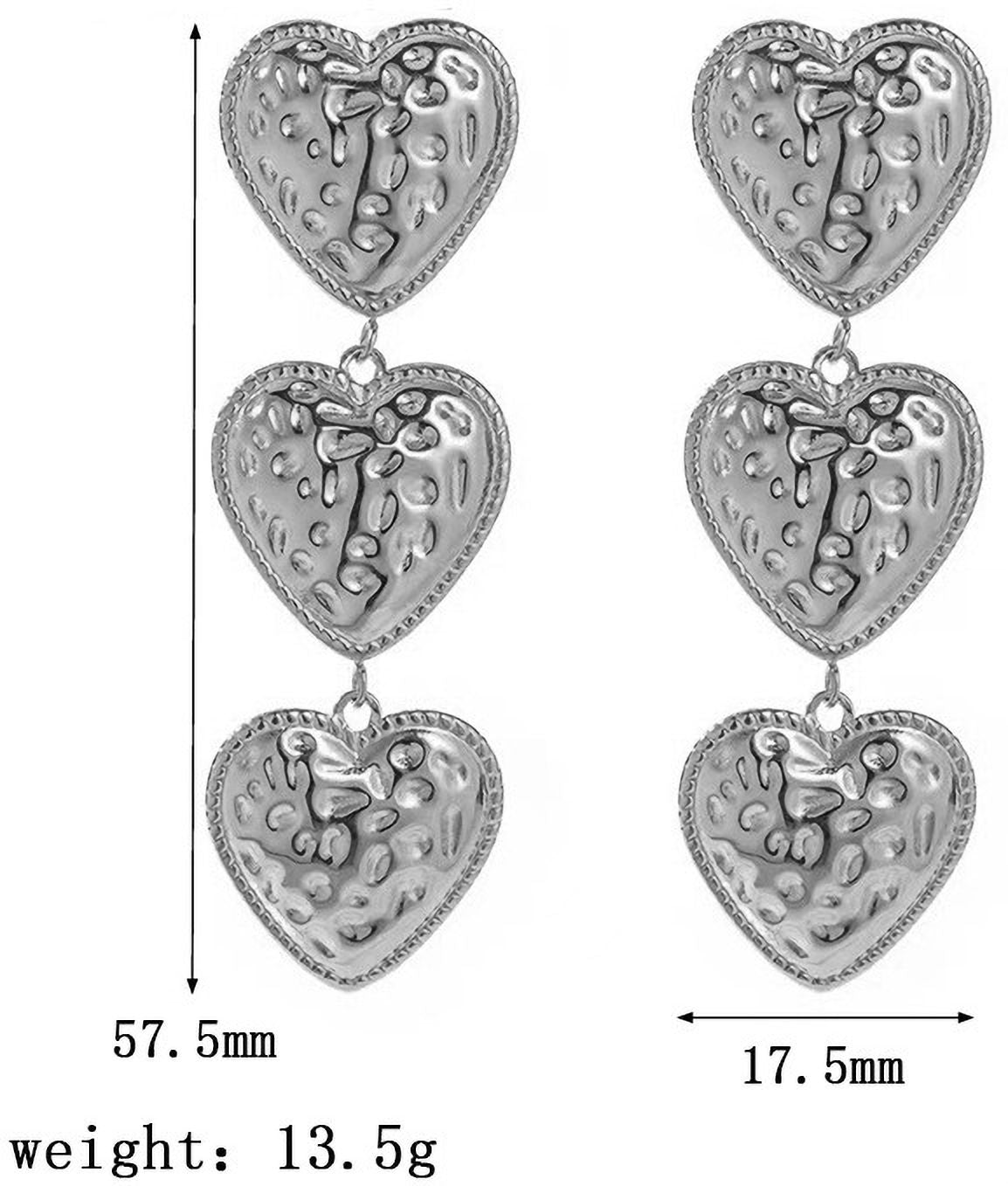 MYKI Triple Heart Drop Earrings | Anti Tarnish Finish (MKERCH1057-SSYI)