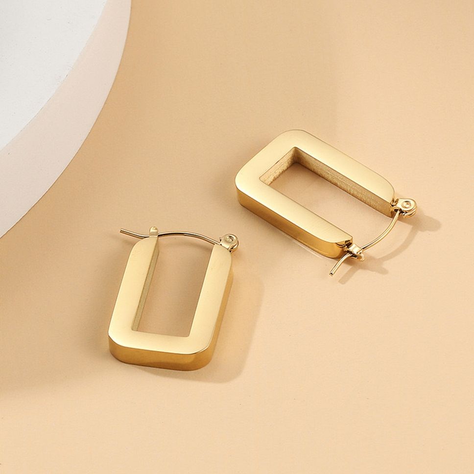 MYKI Gold Plated Thick Rectangular Hoop Earrings | Anti Tarnish Finish (MKERCH1059G-SSYI)