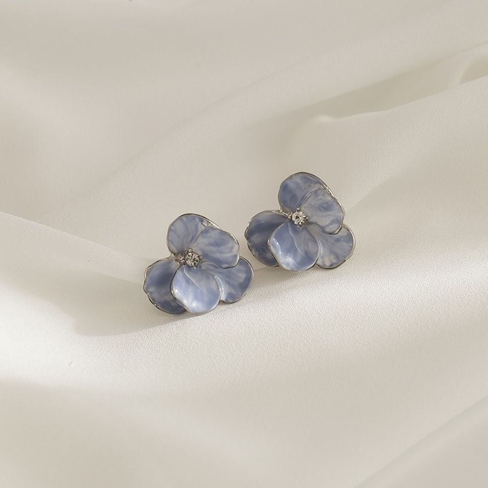 MYKI Blue Marble Floral Stud Korean Earrings (MKERCH918CP-ANT)