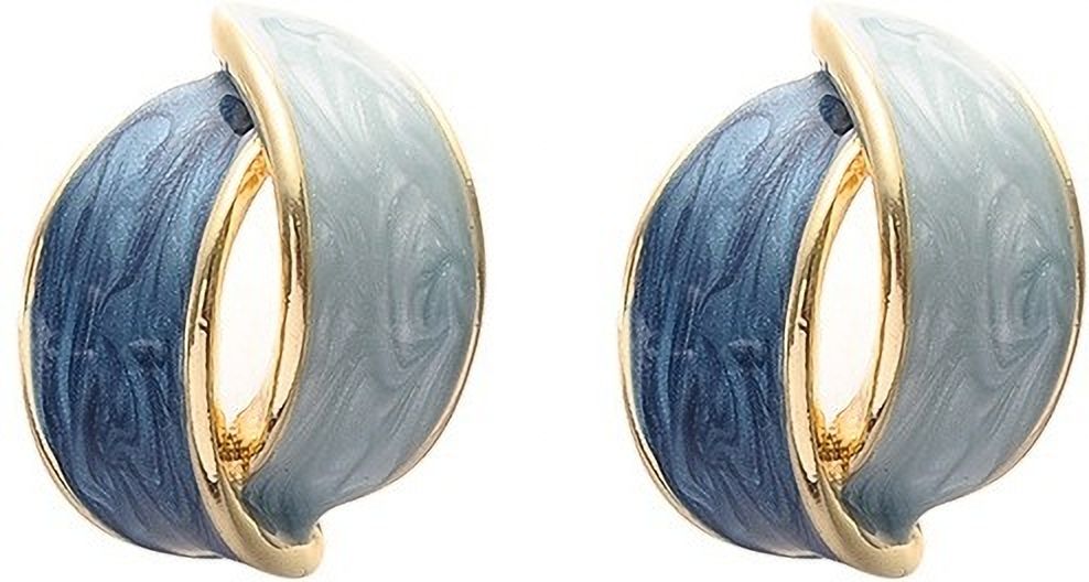 MYKI Blue Gradient Korean Stud Earrings | Enamel Gold Finish (MKERCH799PI-ANT)