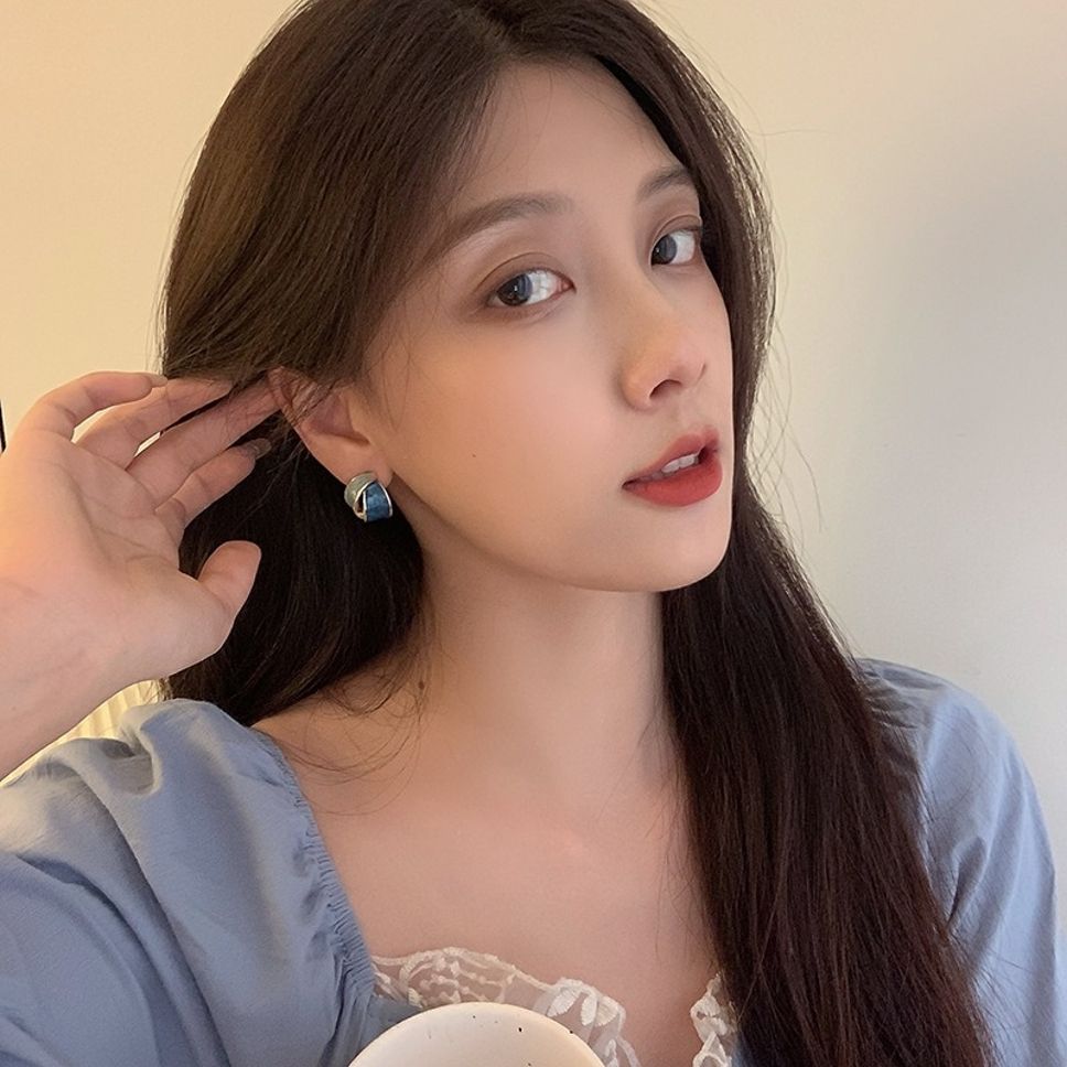 MYKI Blue Gradient Korean Stud Earrings | Enamel Gold Finish (MKERCH799PI-ANT)