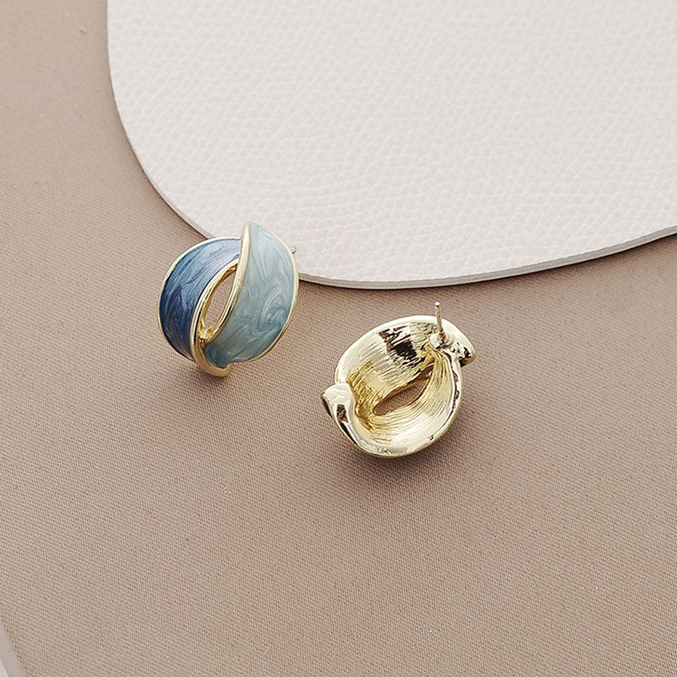 MYKI Blue Gradient Korean Stud Earrings | Enamel Gold Finish (MKERCH799PI-ANT) by MYKI | Korean Fashion Jewelry