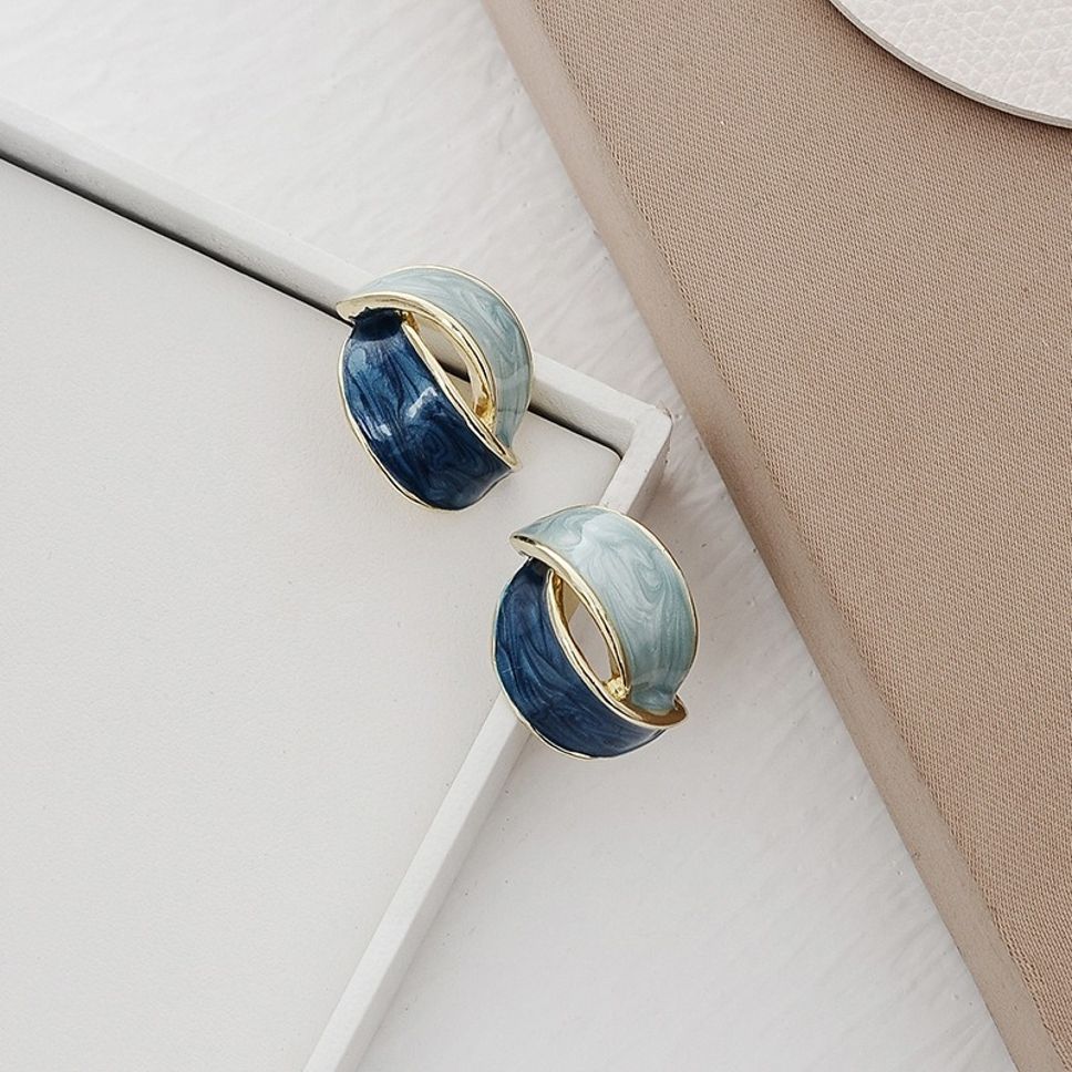 MYKI Blue Gradient Korean Stud Earrings | Enamel Gold Finish (MKERCH799PI-ANT)