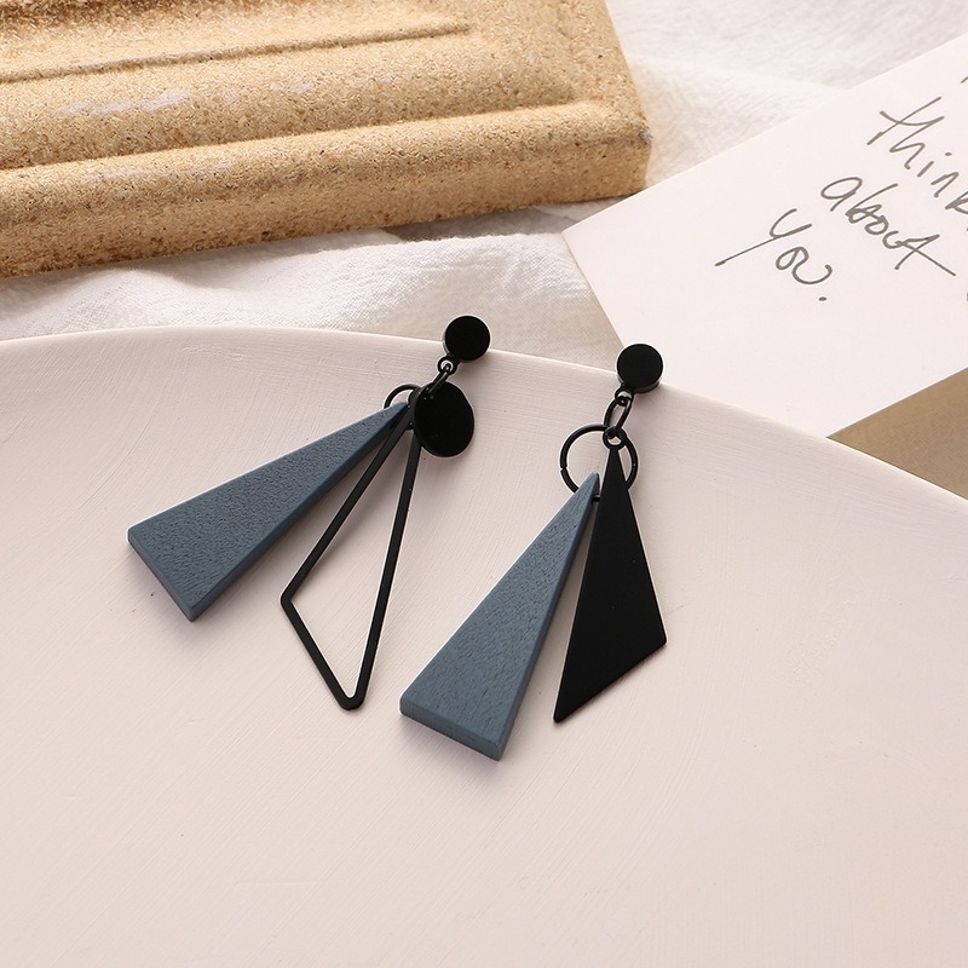 MYKI Black and Grey Korean Long Dangle Earrings | Geometric Design (MKERCH800PI-ANT) by MYKI | Korean Fashion Jewelry