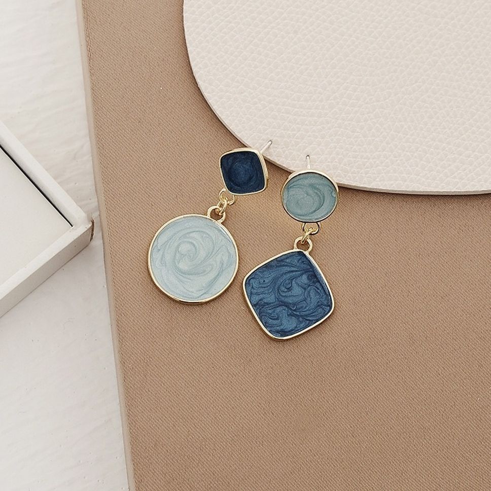 MYKI Blue Marble Korean Dangle Earrings | Gold Plated Finish (MKERCH801PI-ANT) by MYKI | Korean Fashion Jewelry