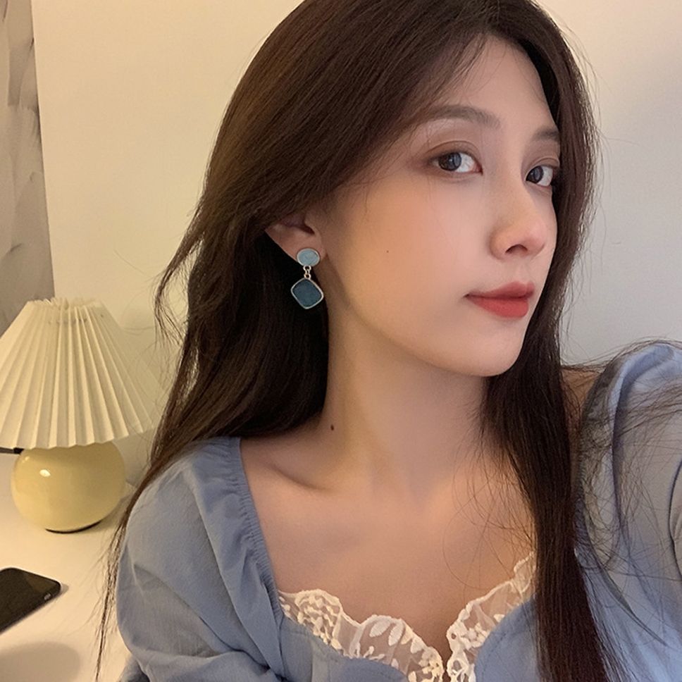 MYKI Blue Marble Korean Dangle Earrings | Gold Plated Finish (MKERCH801PI-ANT)