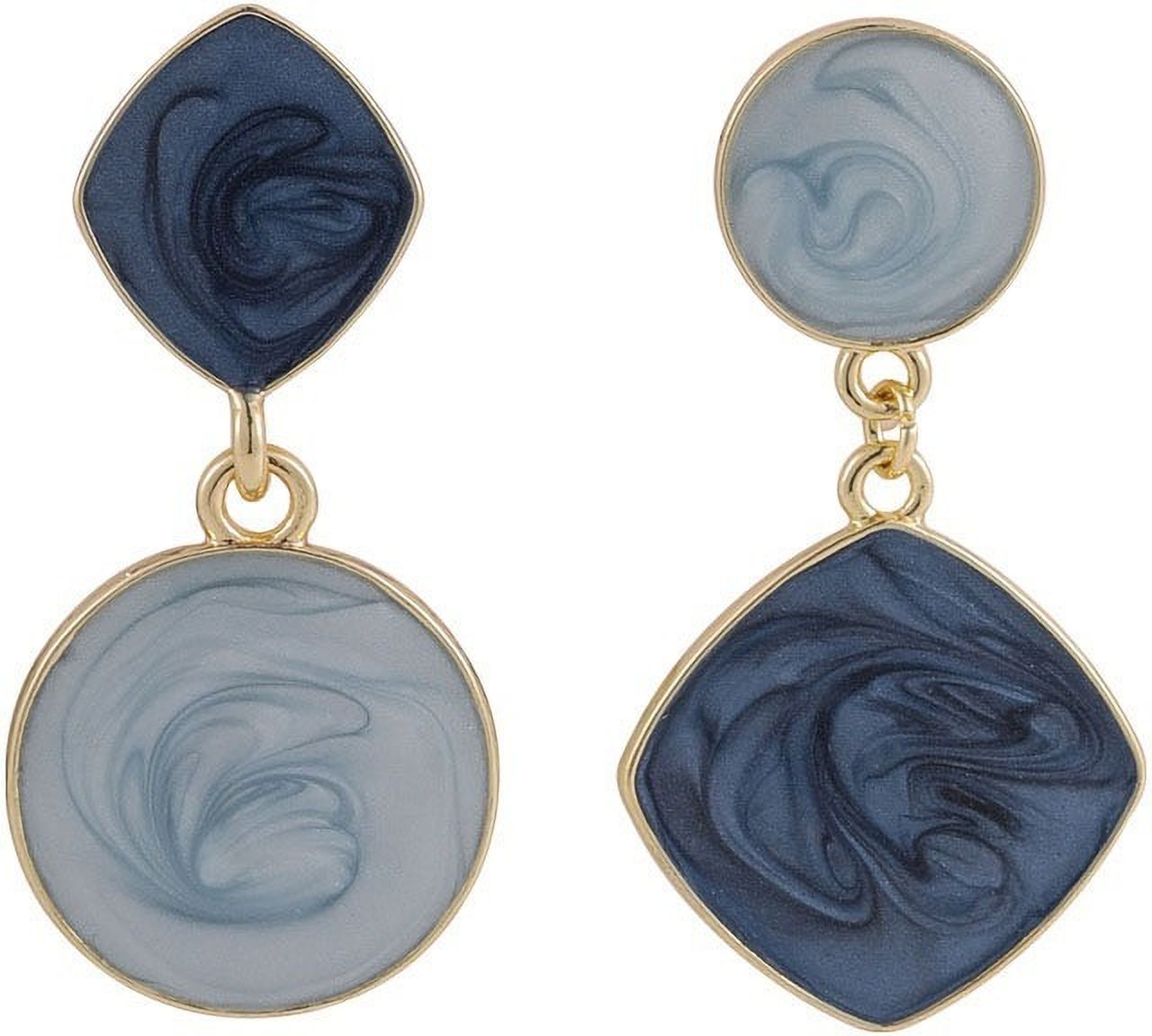 MYKI Blue Marble Korean Dangle Earrings | Gold Plated Finish (MKERCH801PI-ANT)