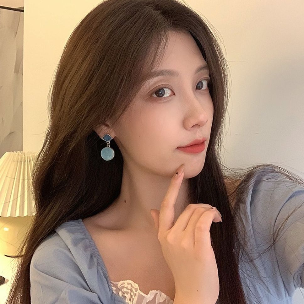 MYKI Blue Marble Korean Dangle Earrings | Gold Plated Finish (MKERCH801PI-ANT)