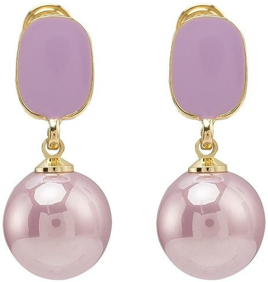 MYKI Purple Pearl Korean Dangle Earrings | Glossy Gold Finish (MKERCH803PI-ANT)