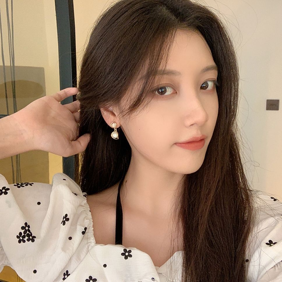 MYKI Cream Gold Round Korean Dangle Earrings | Minimalist Style (MKERCH804PI-ANT) by MYKI | Korean Fashion Jewelry