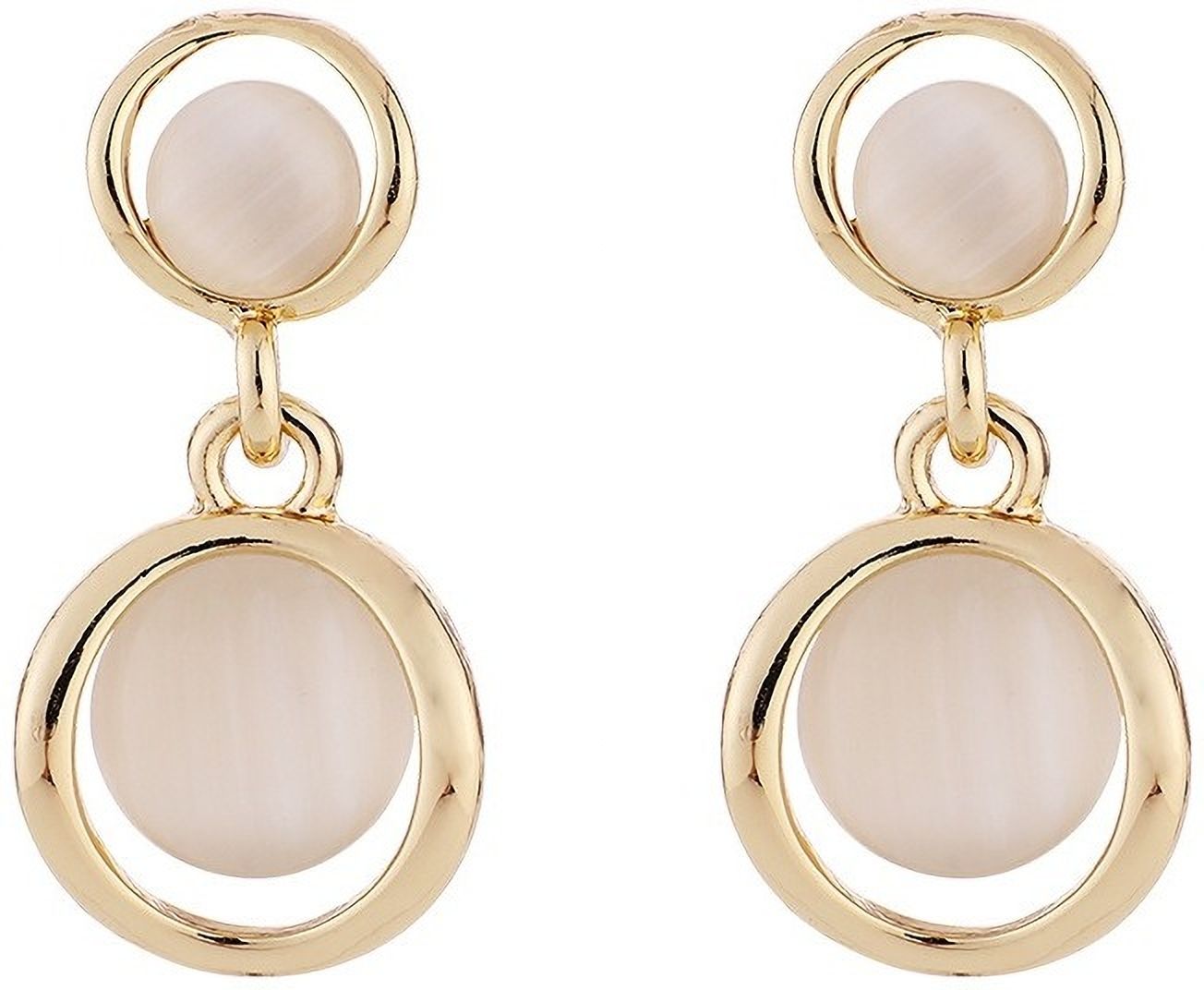 MYKI Cream Gold Round Korean Dangle Earrings | Minimalist Style (MKERCH804PI-ANT)