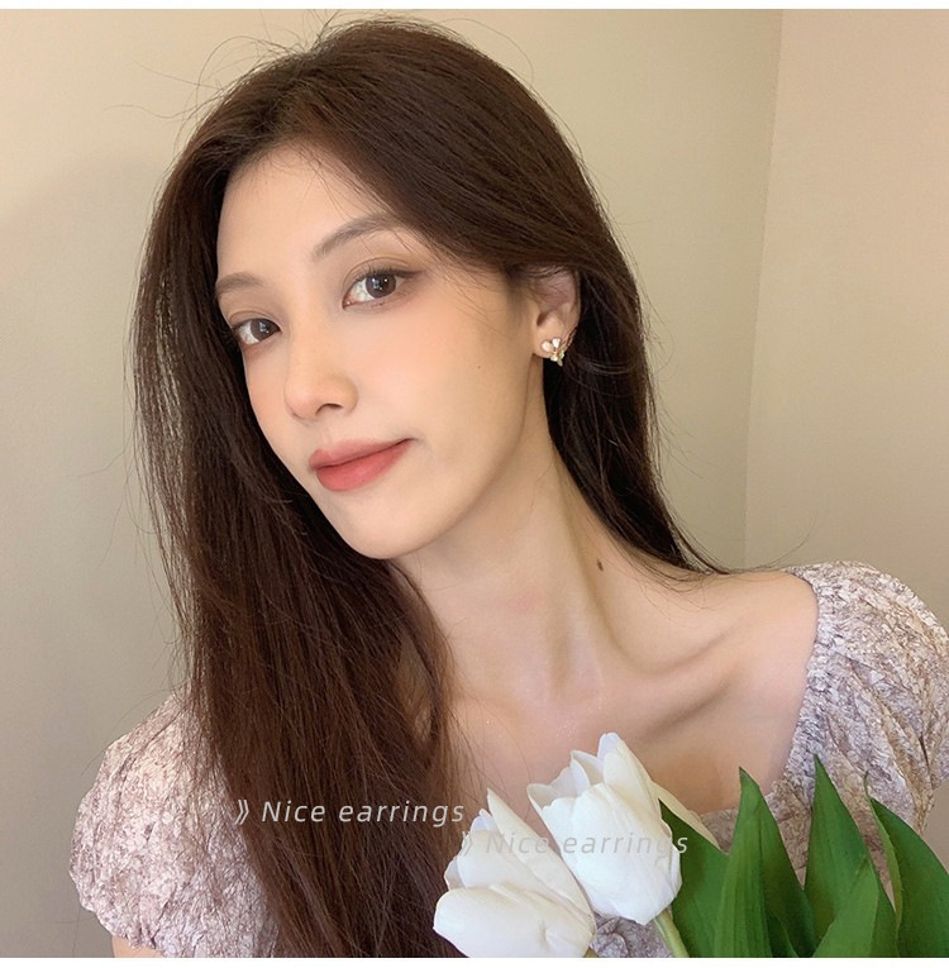 MYKI Pink Floral Korean Stud Earrings | Pearl Accent Design (MKERCH808PI-ANT)