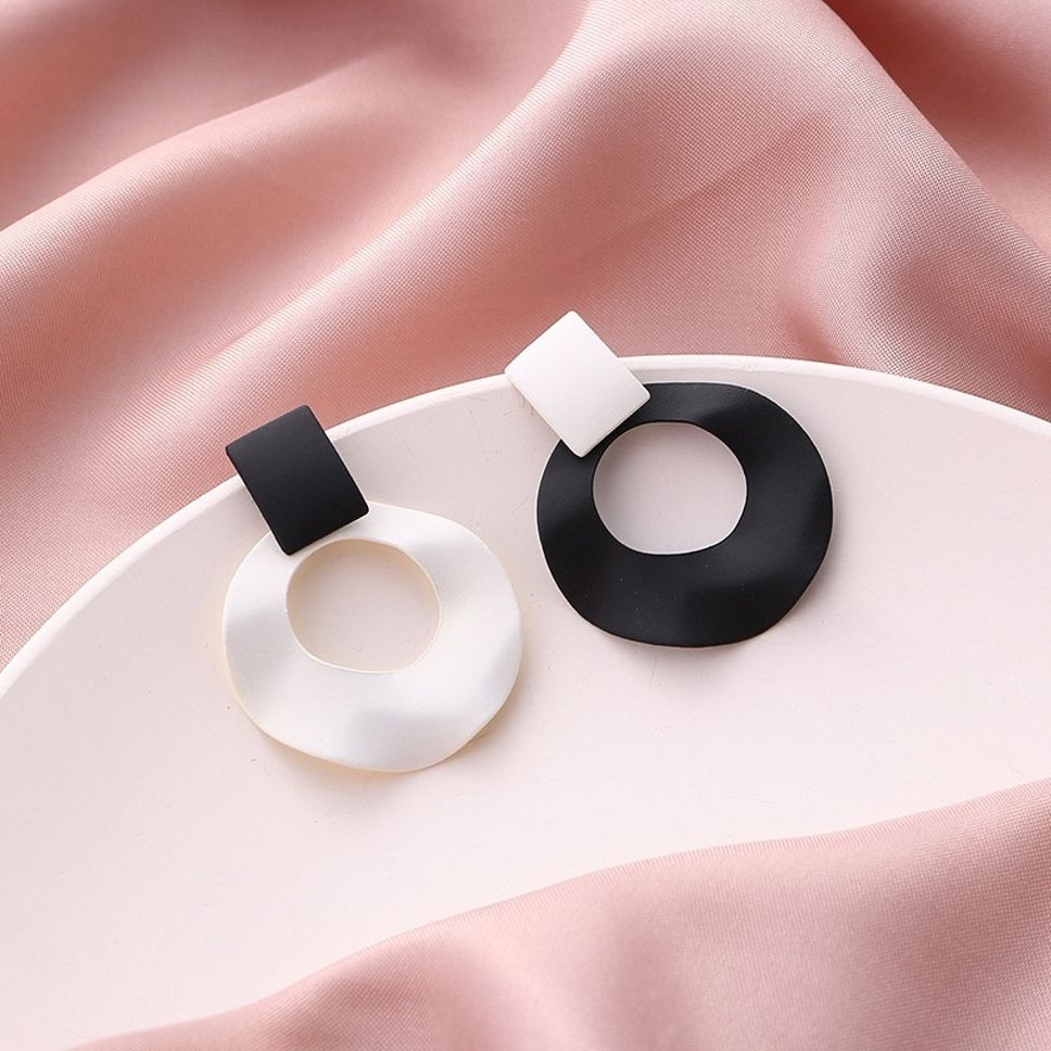 MYKI Black & White Korean Statement Earrings | Geometric Matte Finish (MKERCH809PI-ANT) by MYKI | Korean Fashion Jewelry