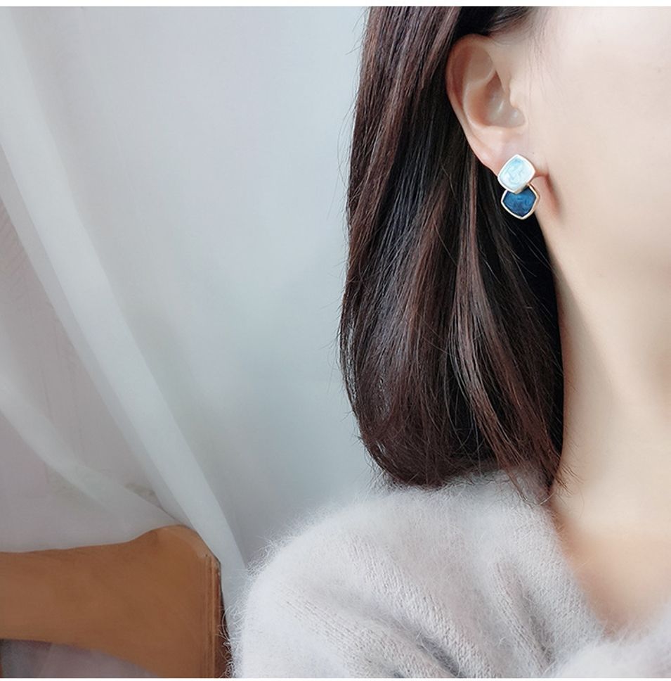 MYKI Blue Dual Tone Korean Stud Earrings | Enamel Gold Finish (MKERCH813PI-ANT)