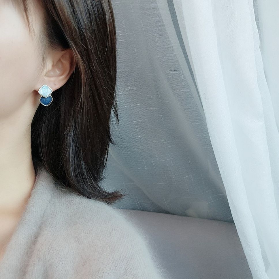 MYKI Blue Dual Tone Korean Stud Earrings | Enamel Gold Finish (MKERCH813PI-ANT)