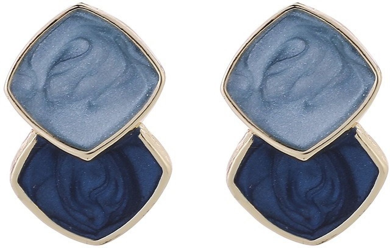 MYKI Blue Dual Tone Korean Stud Earrings | Enamel Gold Finish (MKERCH813PI-ANT)