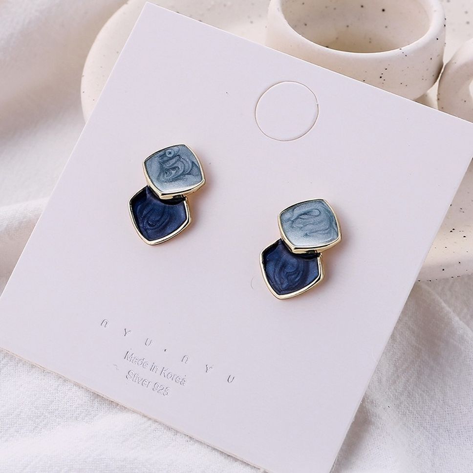 MYKI Blue Dual Tone Korean Stud Earrings | Enamel Gold Finish (MKERCH813PI-ANT) by MYKI | Korean Fashion Jewelry