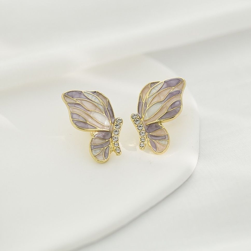 MYKI Lavender Butterfly Korean Stud Earrings | Crystal Detailing (MKERCH815PI-ANT) by MYKI | Korean Fashion Jewelry