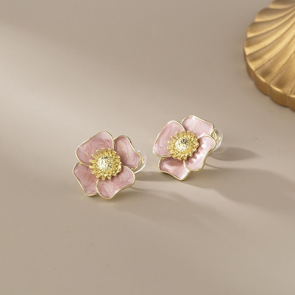 MYKI Pink Floral Korean Stud Earrings | Gold Finish Design (MKERCH816PI-ANT)