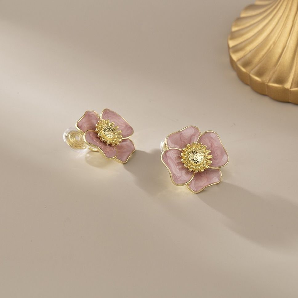 MYKI Pink Floral Korean Stud Earrings | Gold Finish Design (MKERCH816PI-ANT) by MYKI | Korean Fashion Jewelry