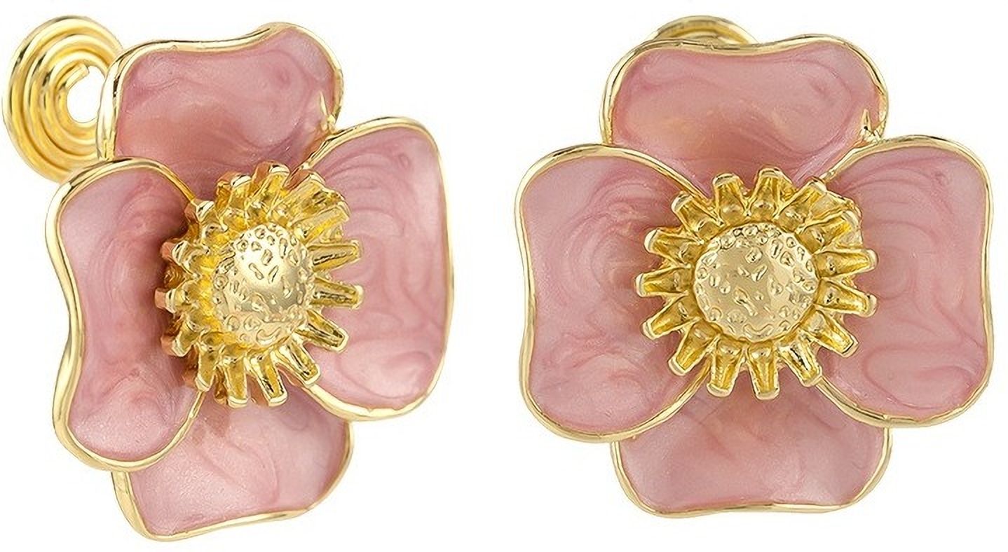 MYKI Pink Floral Korean Stud Earrings | Gold Finish Design (MKERCH816PI-ANT)