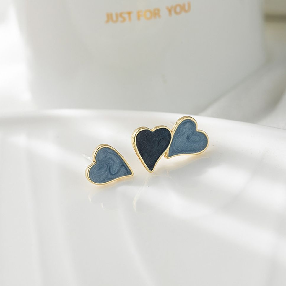 MYKI Blue Heart Korean Stud Earrings | Gold Enamel Finish (MKERCH817PI-ANT)
