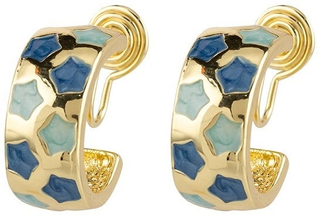 MYKI Blue Hexagon Korean Hoop Earrings | Gold Plated Finish (MKERCH818PI-ANT)