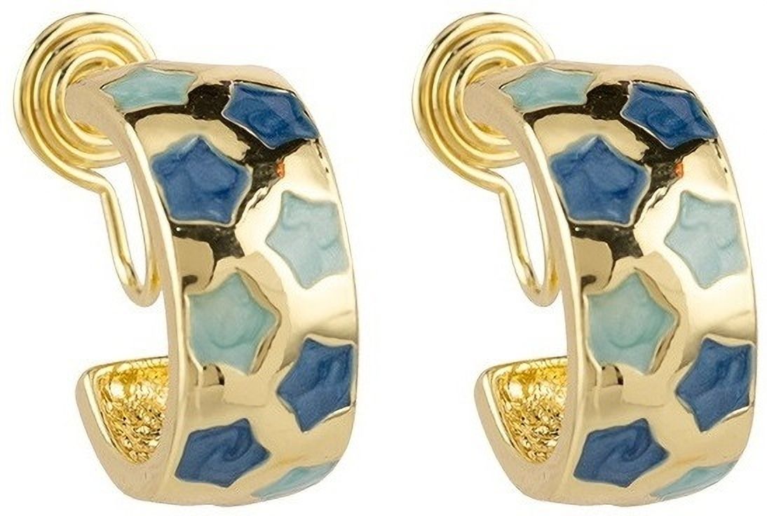 MYKI Blue Hexagon Korean Hoop Earrings | Gold Plated Finish (MKERCH818PI-ANT)