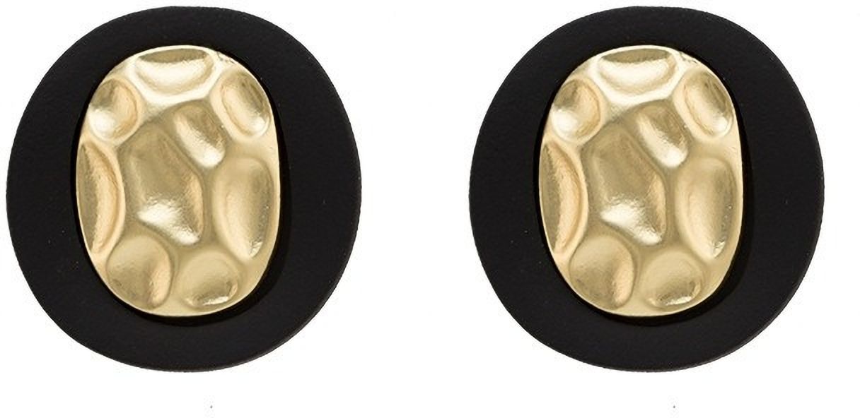 MYKI Black & Gold Textured Stud Earrings | Korean Minimalist Style (MKERCH821PI-ANT)