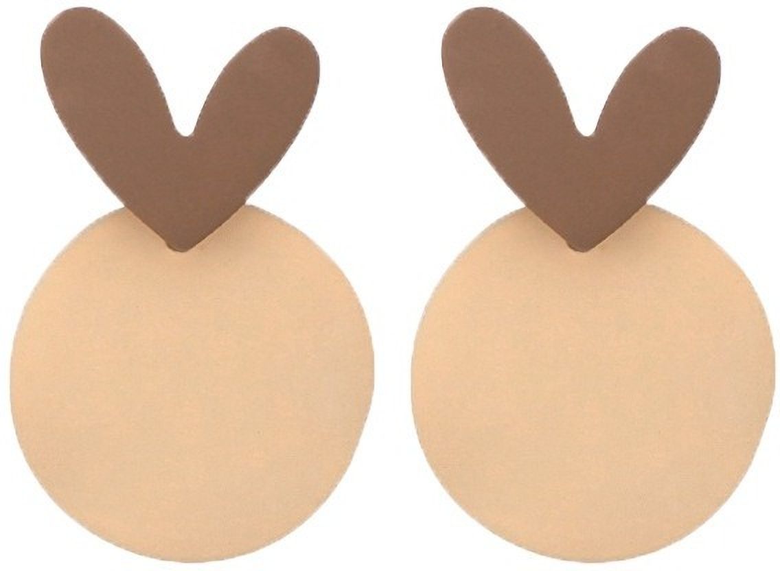 MYKI Brown & Beige Heart Korean Stud Earrings | Minimal Aesthetic (MKERCH834PI-ANT)