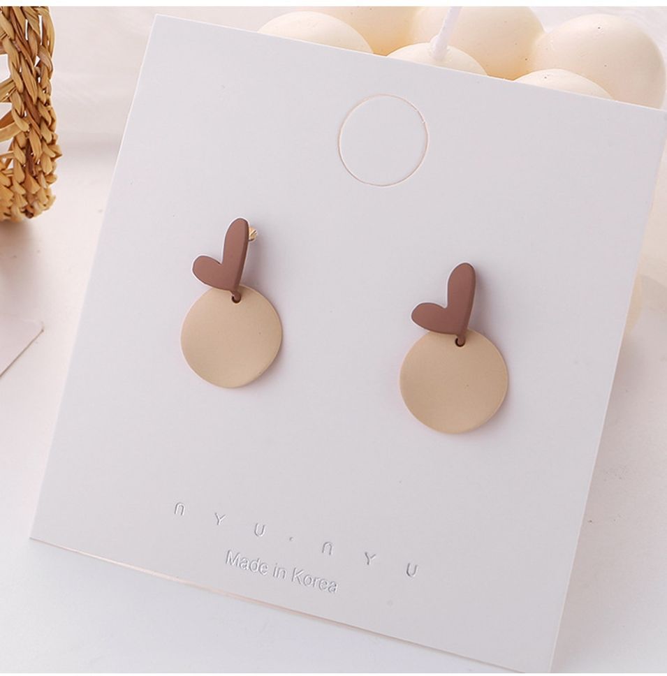 MYKI Brown & Beige Heart Korean Stud Earrings | Minimal Aesthetic (MKERCH834PI-ANT) by MYKI | Korean Fashion Jewelry