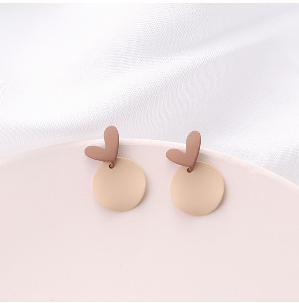 MYKI Brown & Beige Heart Korean Stud Earrings | Minimal Aesthetic (MKERCH834PI-ANT)