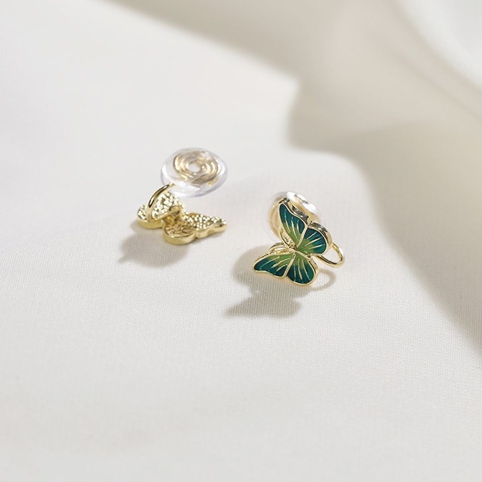 MYKI Green Butterfly Korean Stud Earrings | Gold Plated Enamel Design (MKERCH837CP-ANT)
