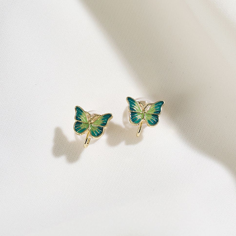 MYKI Green Butterfly Korean Stud Earrings | Gold Plated Enamel Design (MKERCH837CP-ANT) by MYKI | Korean Fashion Jewelry