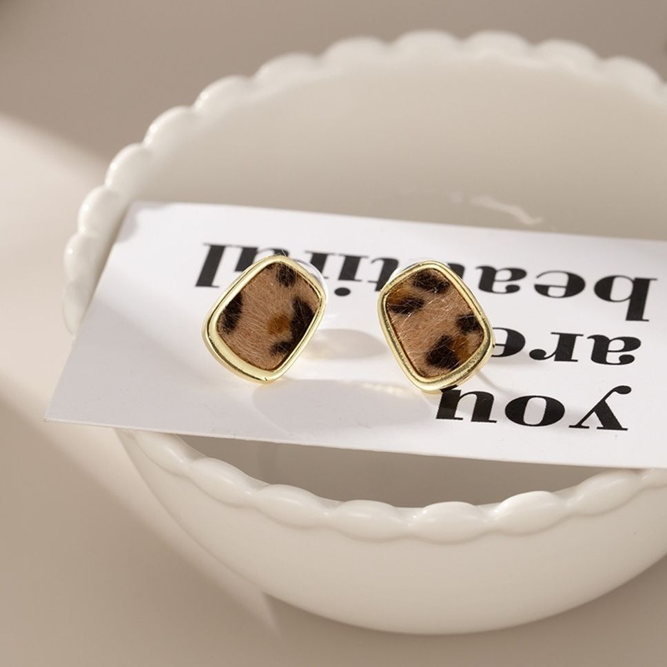 MYKI Leopard Print Korean Stud Earrings | Gold Framed Design (MKERCH840CP-ANT)