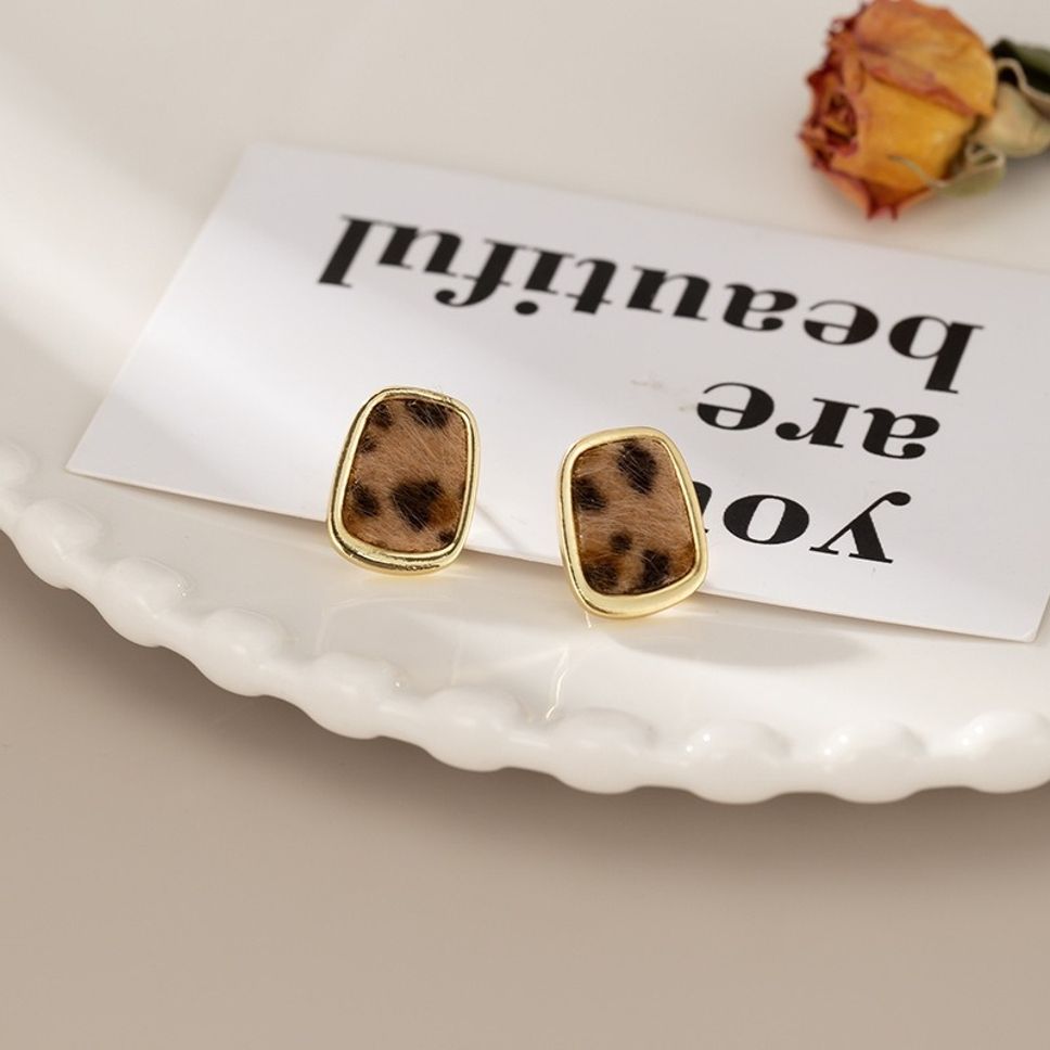MYKI Leopard Print Korean Stud Earrings | Gold Framed Design (MKERCH840CP-ANT)