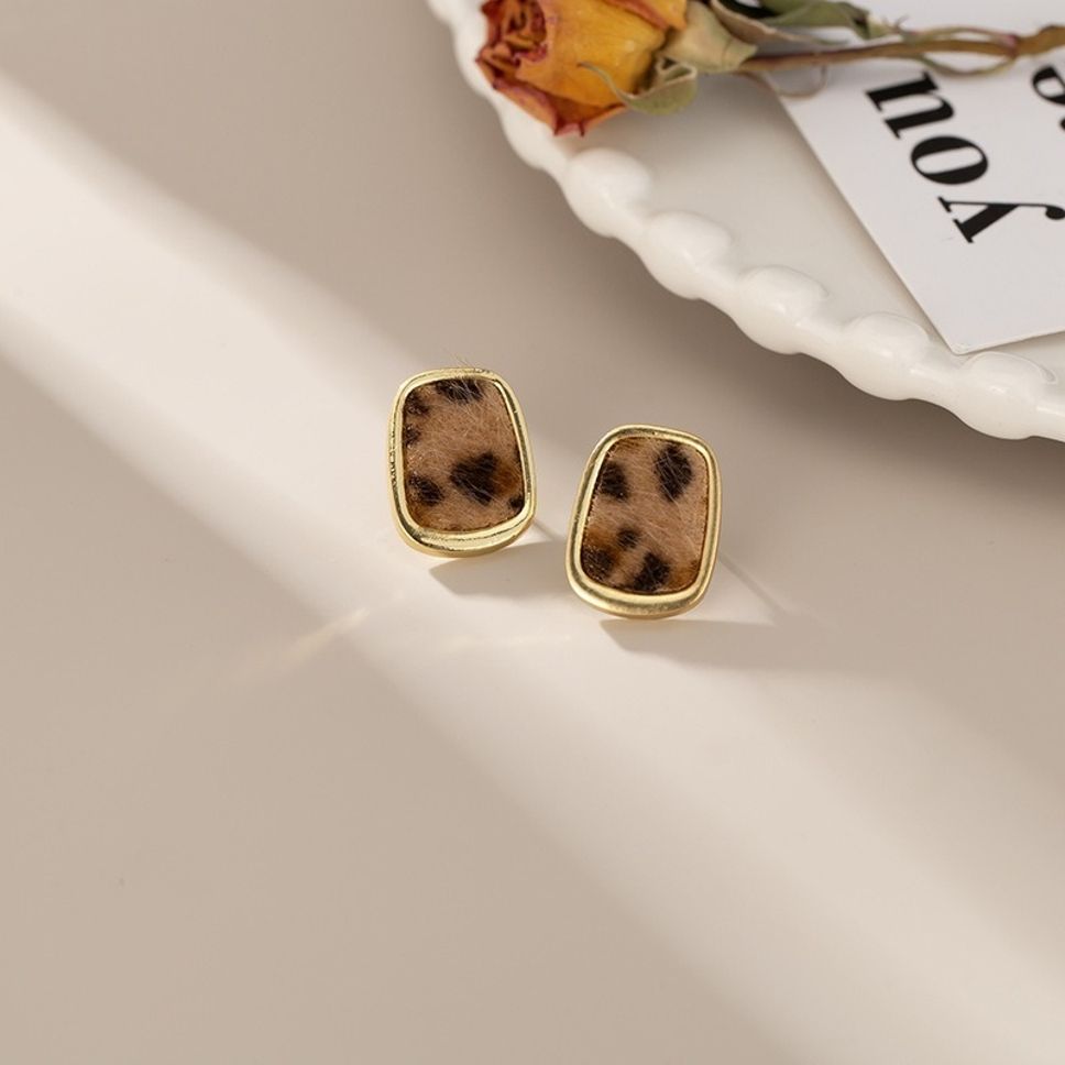 MYKI Leopard Print Korean Stud Earrings | Gold Framed Design (MKERCH840CP-ANT) by MYKI | Korean Fashion Jewelry
