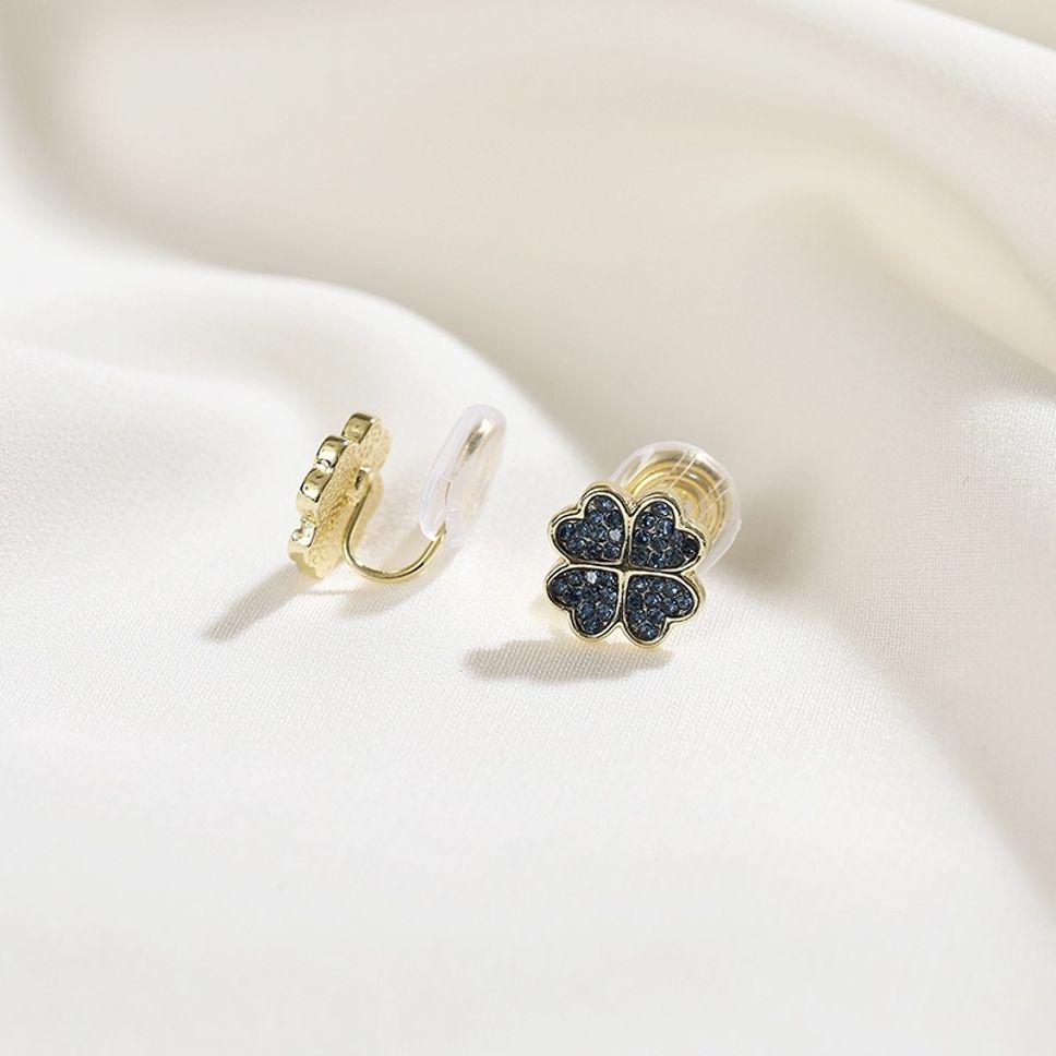 MYKI Blue Clover Crystal Korean Stud Earrings | Gold Accent Design (MKERCH841CP-ANT)