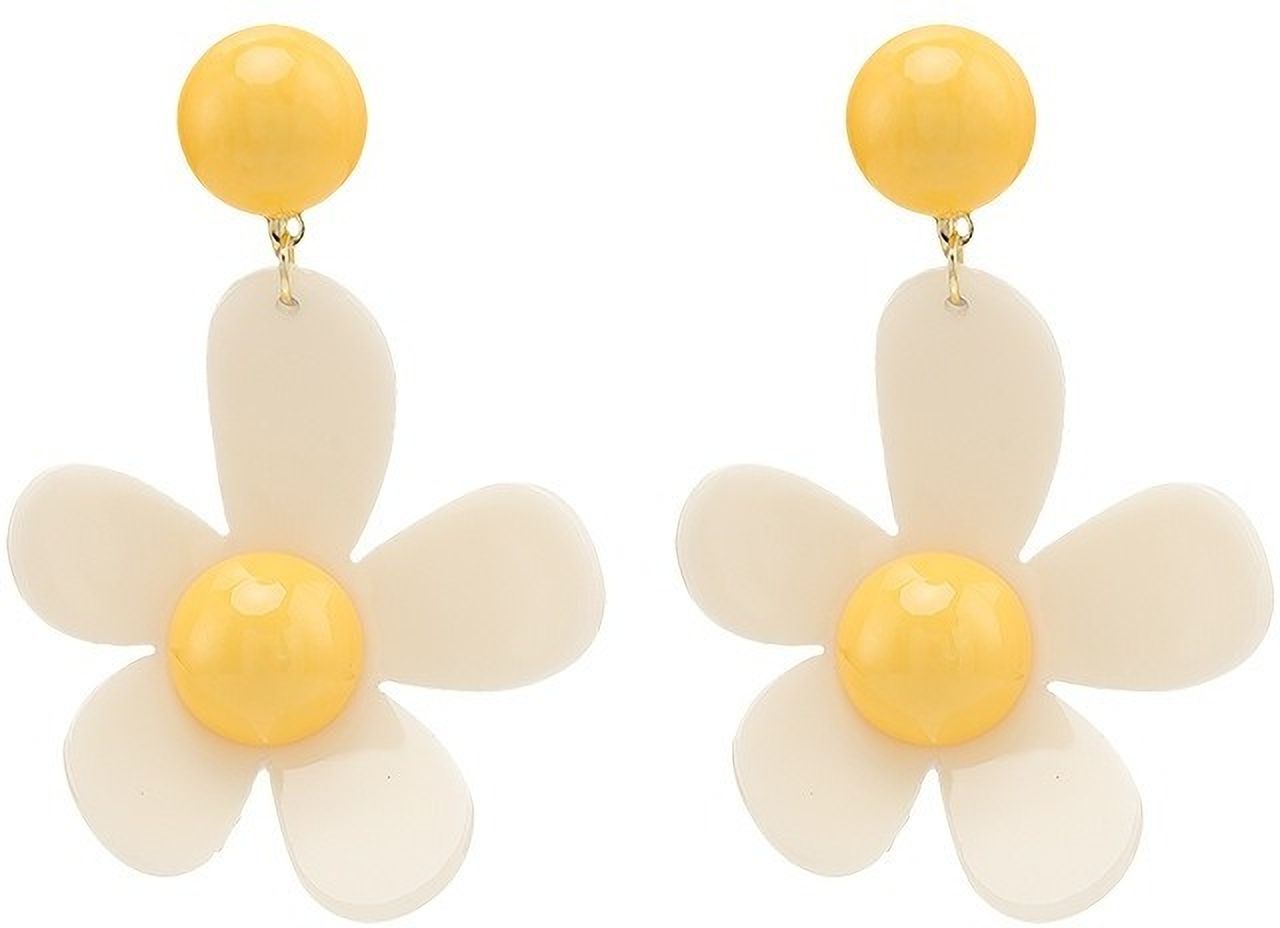 MYKI Yellow Daisy Floral Korean Earrings | Cute Retro Design (MKERCH850PI-ANT)