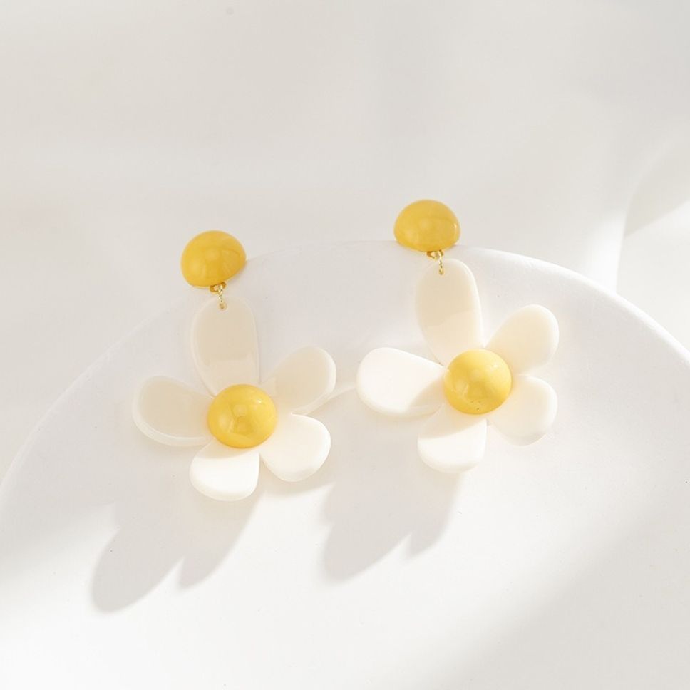 MYKI Yellow Daisy Floral Korean Earrings | Cute Retro Design (MKERCH850PI-ANT) by MYKI | Korean Fashion Jewelry
